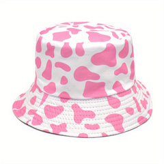Cow Print Bucket Hat Reversible Travel Beach Hats Unisex