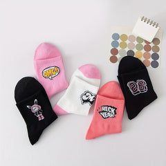 5 Pairs Letter Print Socks - Comfy & Breathable Stockings