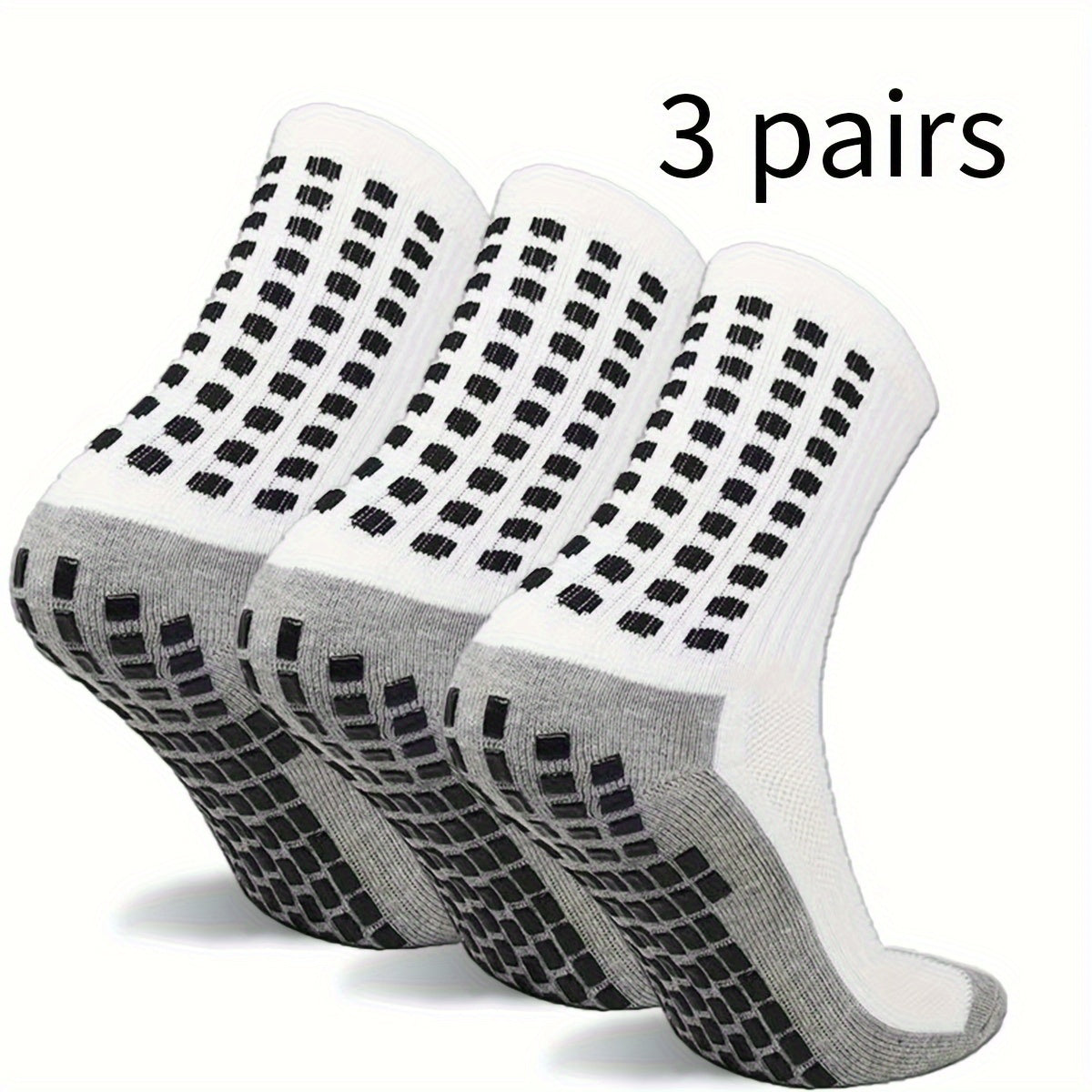 3 Pairs Men's Mid Crew Sport Socks Non Slip Breathable for Basketball Runn