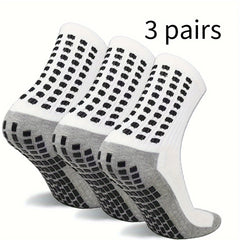 3 Pairs Men's Mid Crew Sport Socks Non Slip Breathable for Basketball Runn