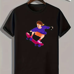 Skateboarding Print Men's Graphic T-shirt for Summer