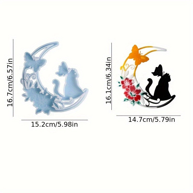 DIY Crystal Epoxy Resin Moon Cat Silicone Mold Star Moon Cat Pendant Casting