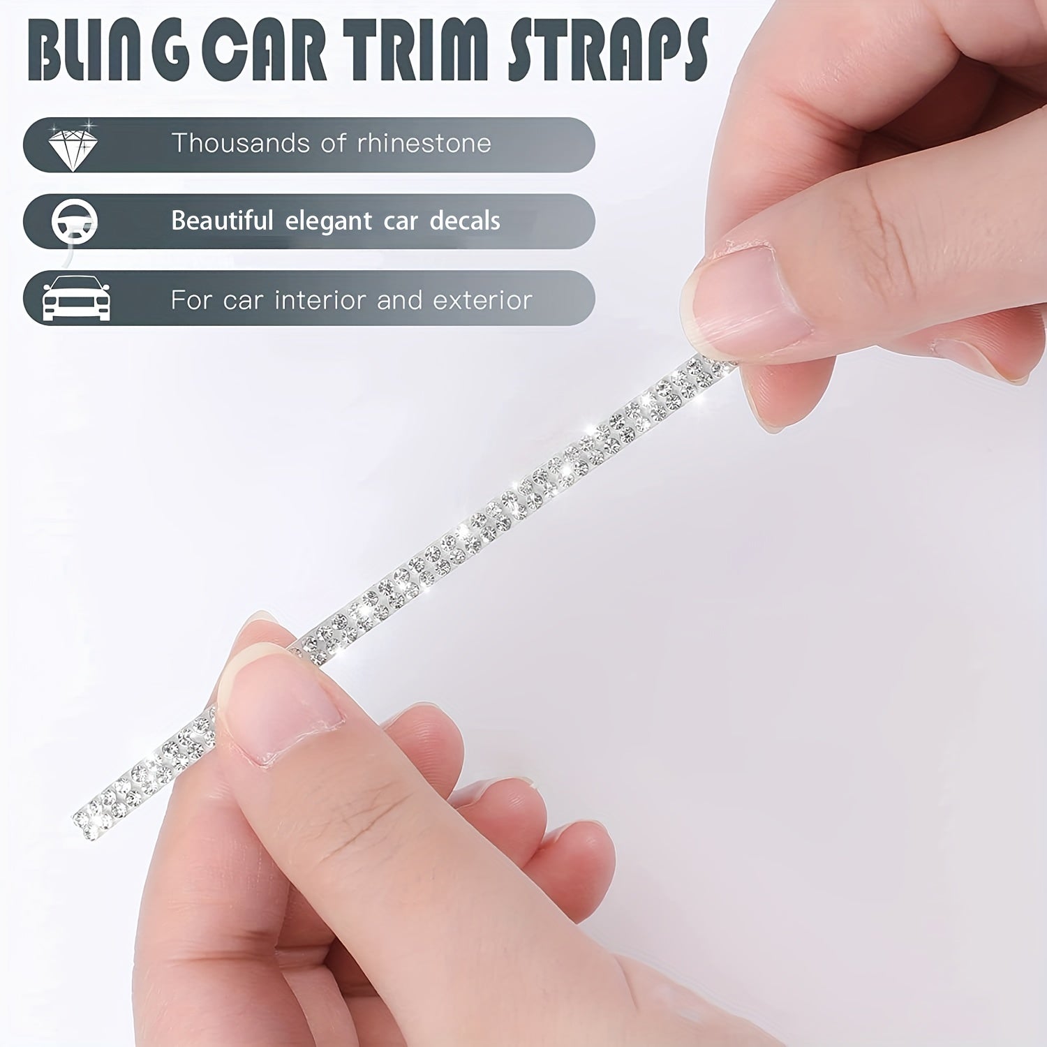 Car Set Bling Rhinestone Sticker DIY Car Decoration Self-adhesive Strip