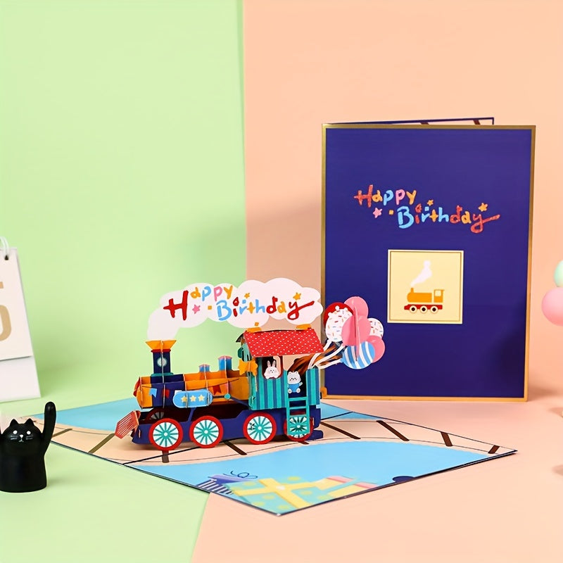 3D Birthday Train Greeting Card - Creative Birthday Gift