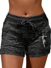 Letter Print Drawstring Shorts for Spring & Summer Women