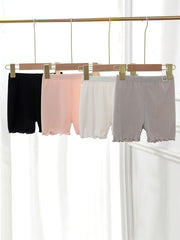 4pcs Girl's Ribbed Leggings Solid Underwear Breathable Comfy Underpants