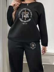 Women's Plus Leopard Print Fleece Lounge Set