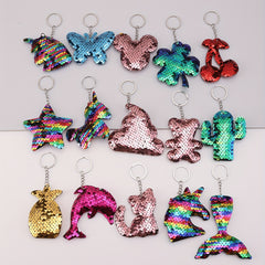 15pcs Cartoon Sequins Animal Keychain Key Ring Bag Charm Gift