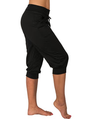 Drawstring Cropped Slim Pants Sports Stretchy Letter Print