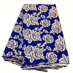 Thick Jacquard Brocade Rose Fabric Dress Metallic Golden Yarns Width 55in