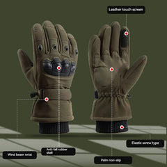Men's Winter Velvet Windproof Touch Screen Gloves