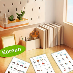Kids Flashcards Set of 8 Waterproof A4 Posters Sports Transport Places & Houses
