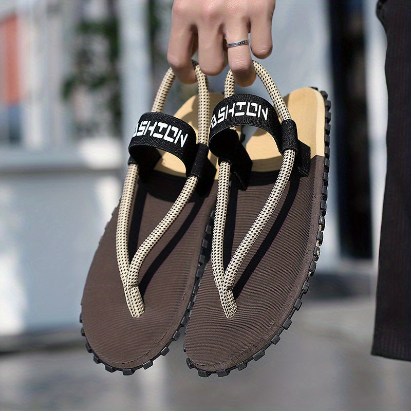 Men's Block Elastic Flip Flops Quick Drying Comfortable Thong Sandals