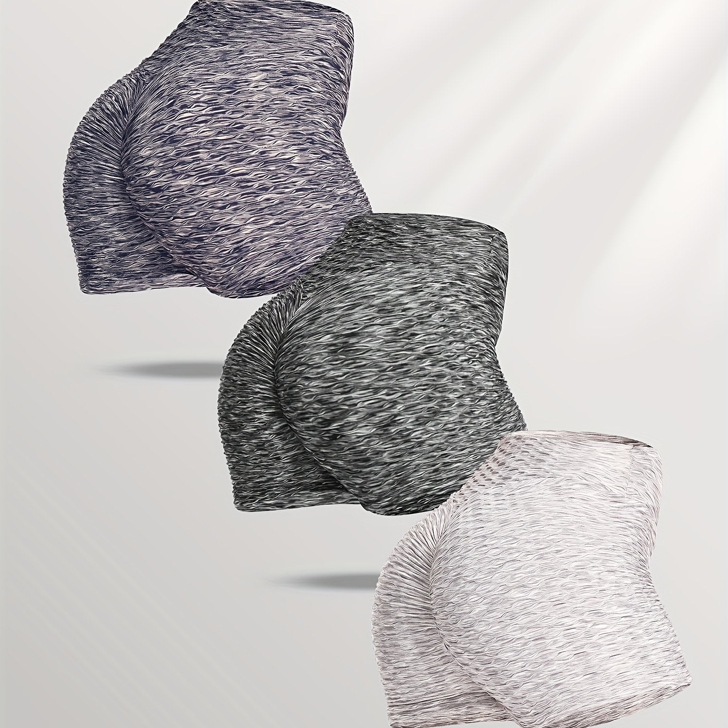 3Pack High Stretch Honeycomb Yoga Shorts for Women Butt Lifting