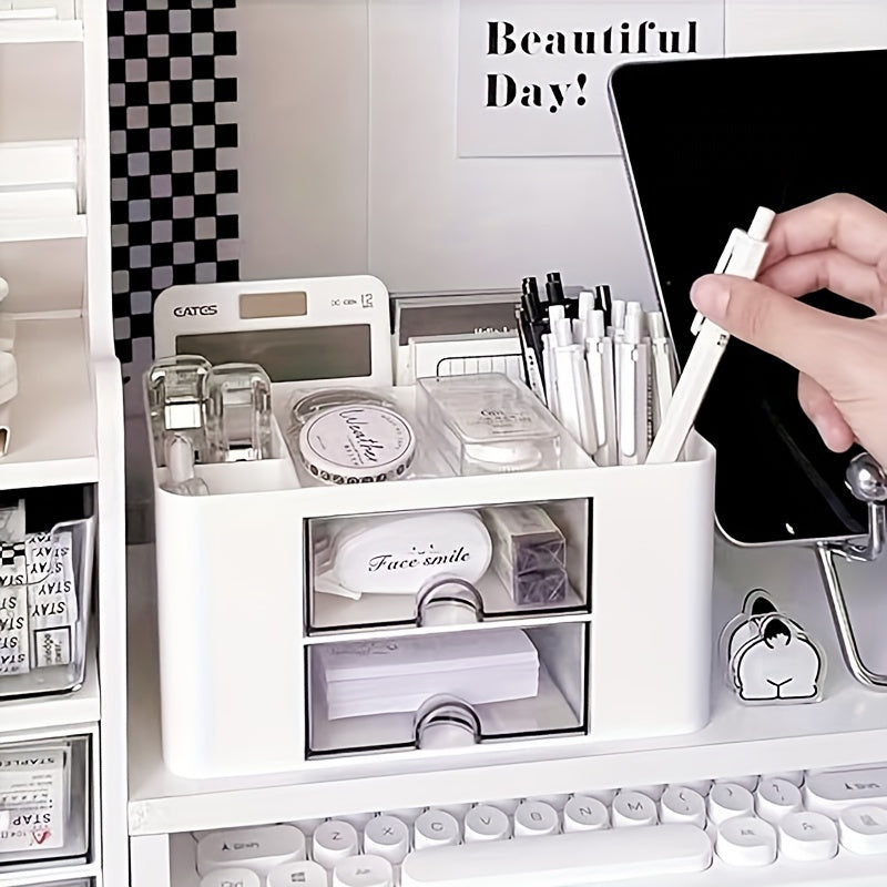 Two Tone Stationery Storage Box for Office Desk Holder