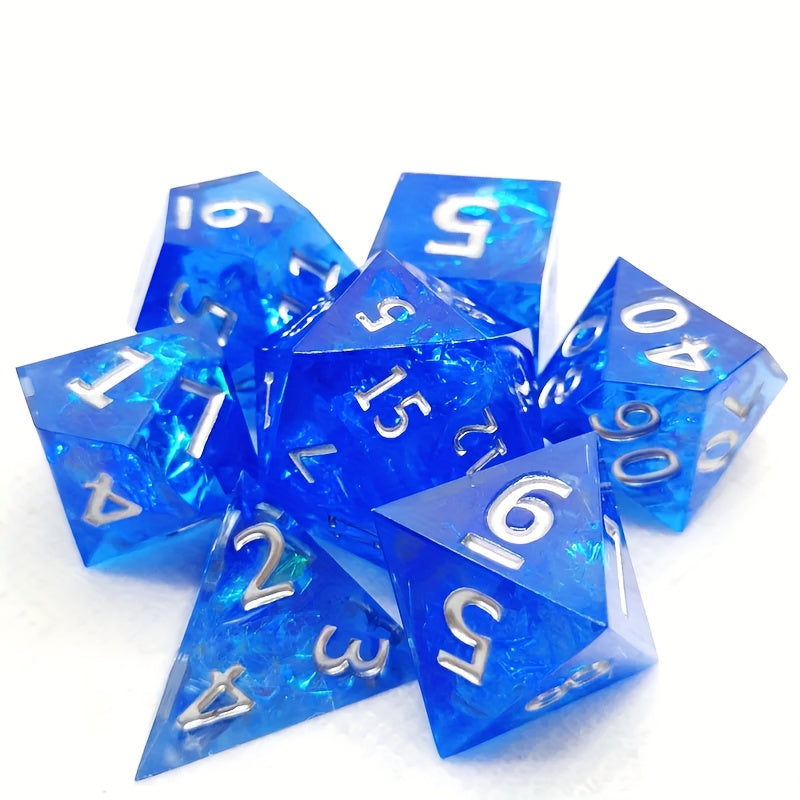 7pcs Resin Sided Dice Board Game Set, Sharp Resin Playing Game Dice