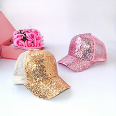 Sequin Mesh Baseball Cap Sun Protection Hat For Outdoor Holiday