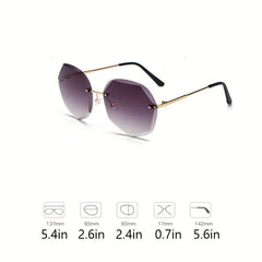 Large Rimless Sunglasses Gradient Metal UV400