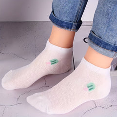 5 Pairs Cartoon Print Low Cut Ankle Socks Women Stockings