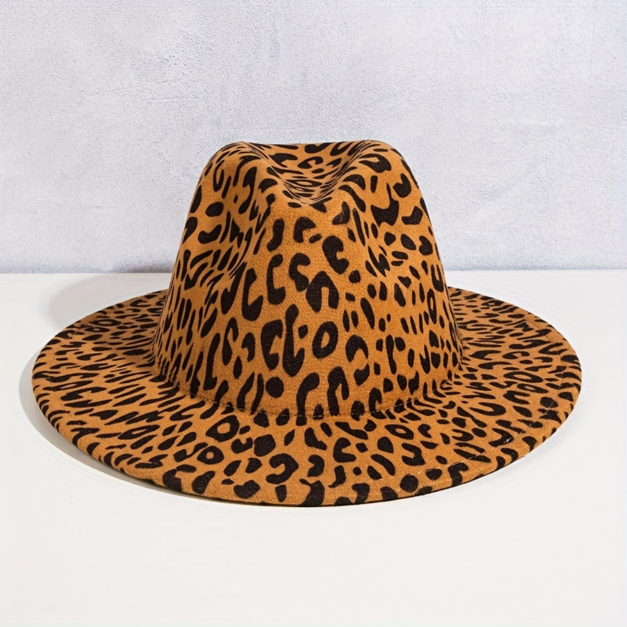 Fashionable Charm Bell Shaped Big Brim Jazz Hat Male Leopard Ring Decoration