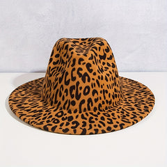 Fashionable Charm Bell Shaped Big Brim Jazz Hat Male Leopard Ring Decoration