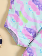 Baby Girl's 2pcs Tie Dye Swimsuit & Shorts Set