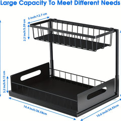2 Tier Sliding Cabinet Basket Organizer