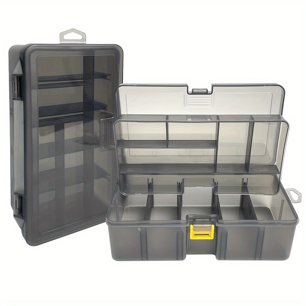 Double Layer Tool Storage Box with Grids & Handles - Screw Organizer