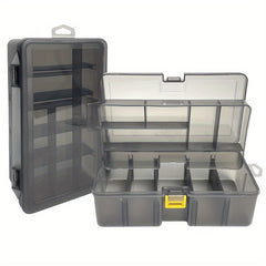 Double Layer Tool Storage Box with Grids & Handles - Screw Organizer