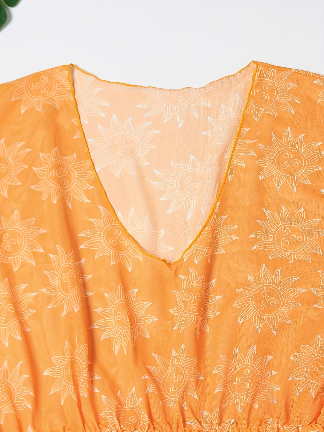 Sun Print Semi Sheer Cove Ups Women's Plus High Stretch Sexy Cover Ups