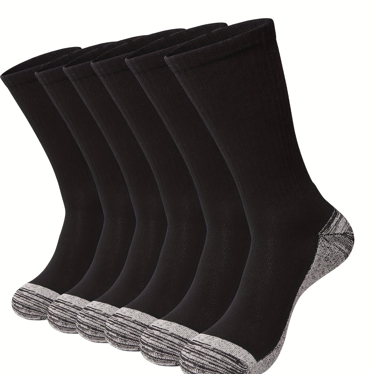 6 Pairs Mid-Calf Socks for Outdoor Activities - Shock Absorbing and Breathable