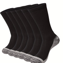 6 Pairs Mid-Calf Socks for Outdoor Activities - Shock Absorbing and Breathable