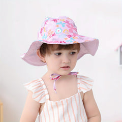 Teen Casual Butterfly Graphic Print Sun Hat, Adjustable Breathable Wide Brim Hat