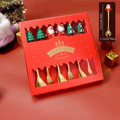 Christmas Cartoon Fruit Fork And Spoon Set Stainless Steel Tableware