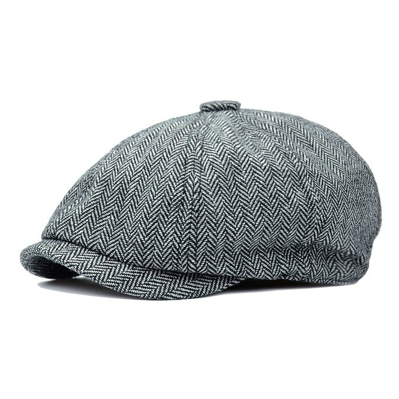 Men's Vintage Herringbone Cotton Newsboy Cap