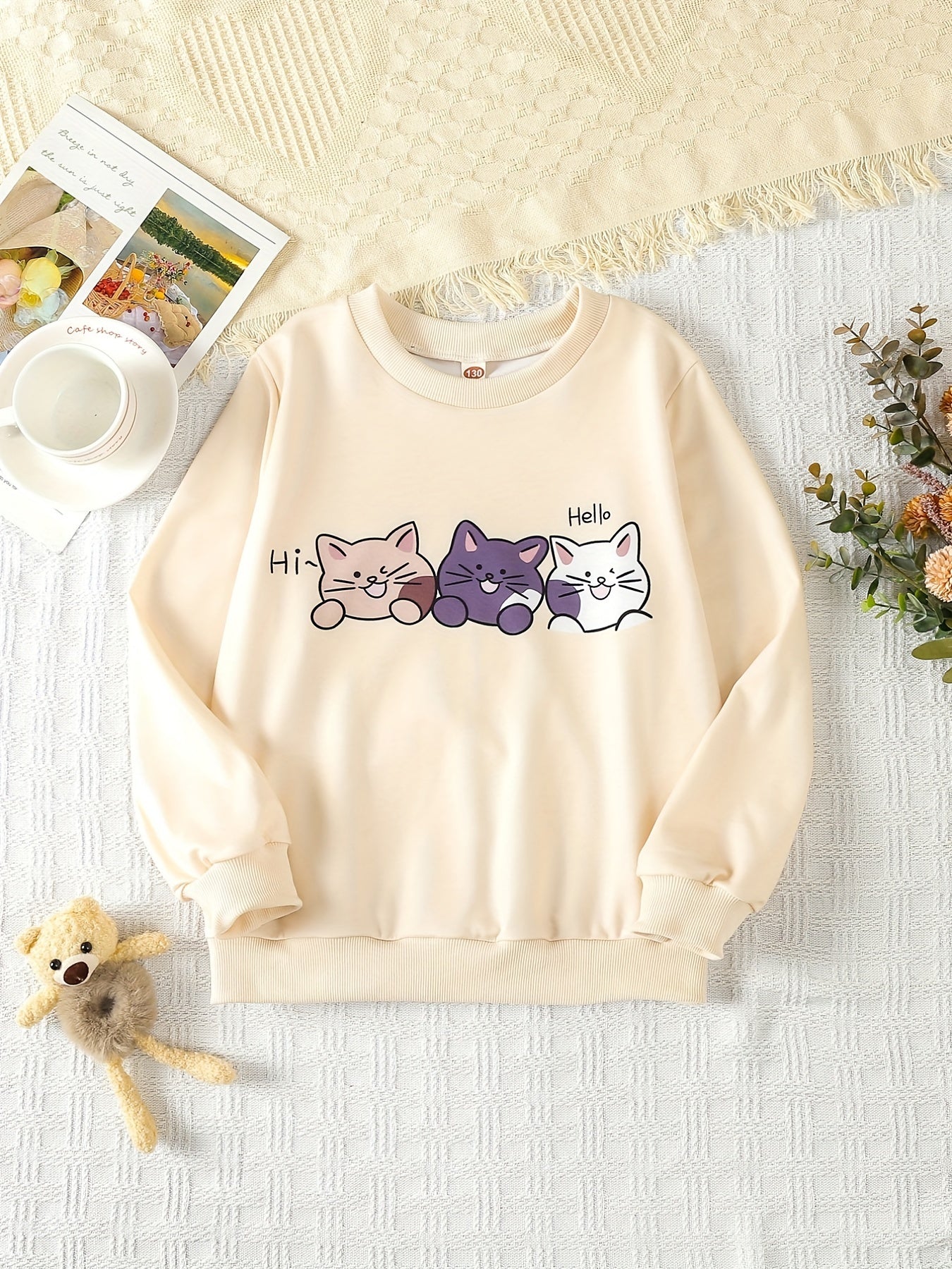 Kitty Buddies Graphic Sweatshirt For Girls