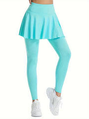 Pleated Yoga Running Skorts with Leggings Womens Activewear