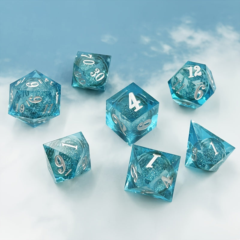 7pcs Liquid Core Dice Resin Mini Game Drinking Fun Dice Creative Tabletop