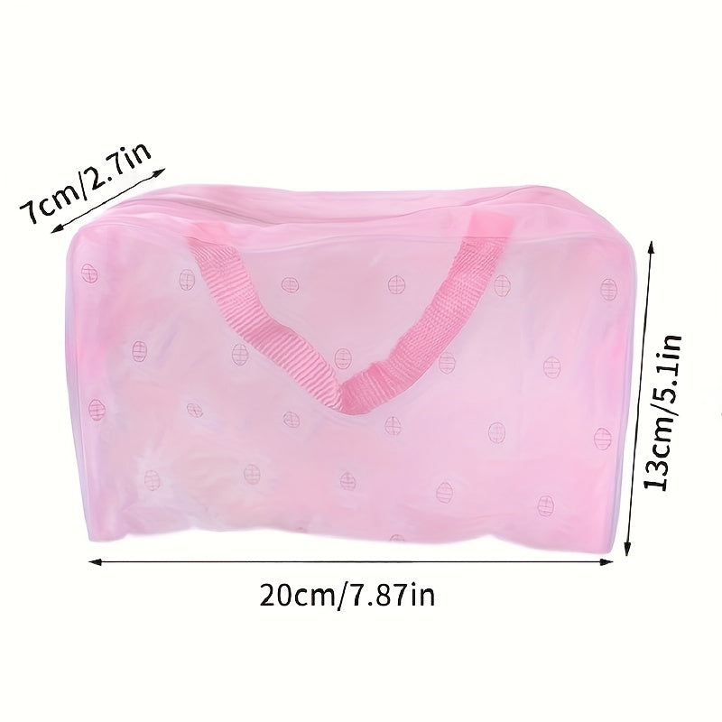 Floral Print Cosmetic Bag Lightweight Zipper Transparent Handbag