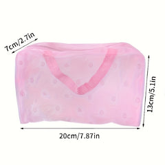 Floral Print Cosmetic Bag Lightweight Zipper Transparent Handbag
