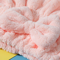 Coral Fleece Bowknot Hair Dryer Cap Quick Dry Hair Towel