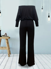 Off Shoulder Jumpsuit Wide Leg Casual Long Sleeve
