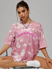 Women's Tie Dye Letter Graphic Tee Casual Loose Sports Crew Neck T shirt