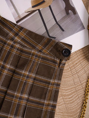 Plaid Print Pleated Skirt Casual Mini Skirt Women's Clothing
