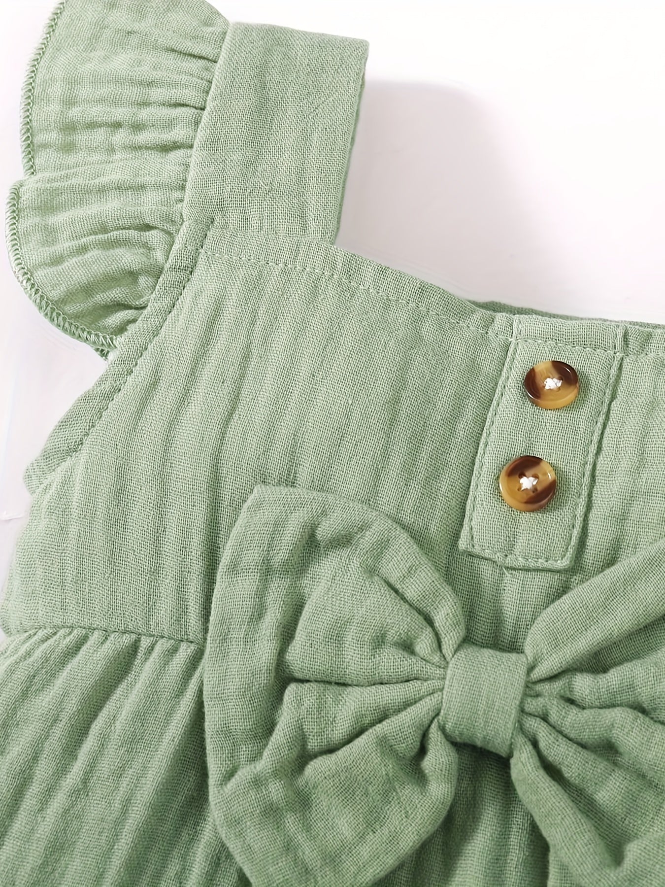 2pcs Baby Girls Ruffle Trim Romper & Headband Set
