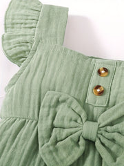 2pcs Baby Girls Ruffle Trim Romper & Headband Set