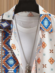 Bohemian Style Men's Short Sleeve Shirt for Summer Holiday