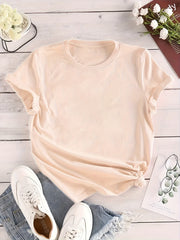 Casual Round Neck Short Sleeve Sports Top Women's Clothing
