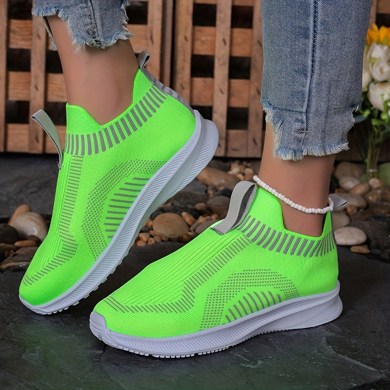 Women's Breathable Knit Sneakers Slip On Shoes Lightweight Low Top Walking Shoes
