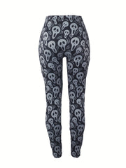 Funny Skull Print High Rise Leggings